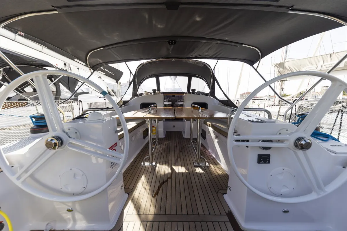 Cockpit of Pasithea, a Elan Impression 45.1 sailboat at Zadar, Croatia