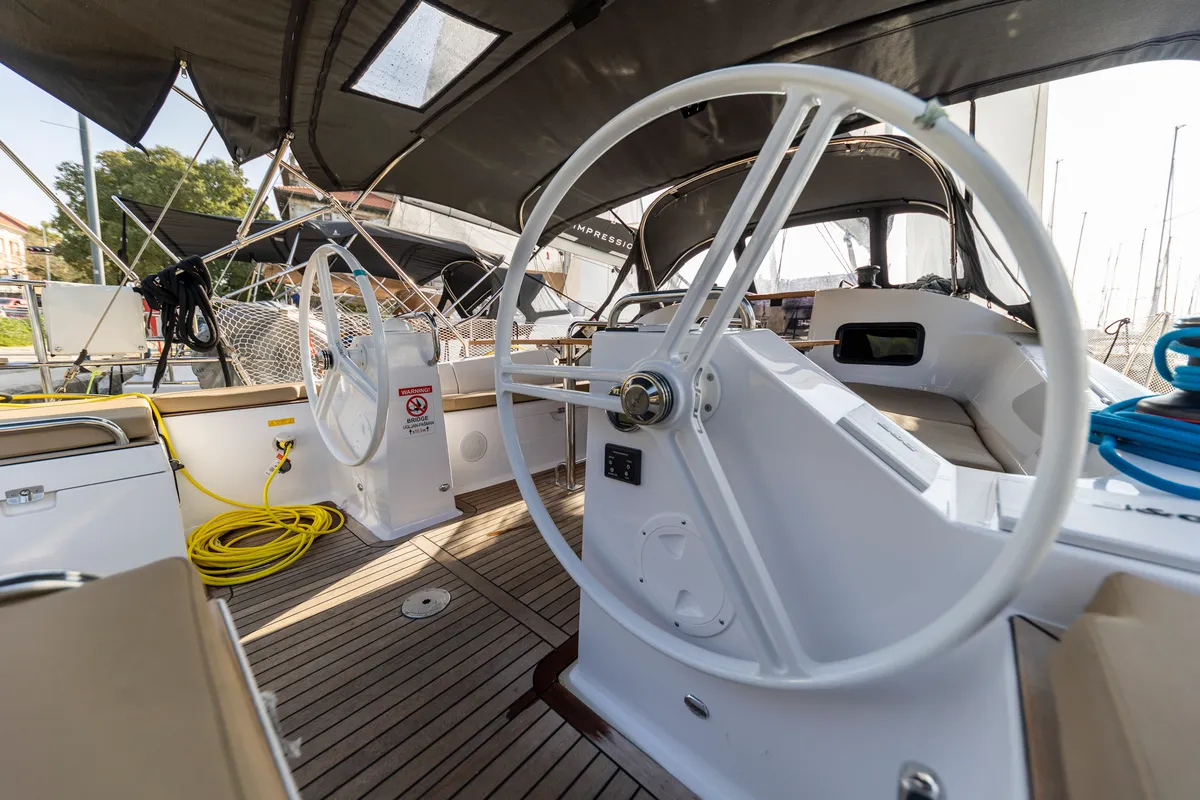 Cockpit of Pasithea, a Elan Impression 45.1 sailboat at Zadar, Croatia