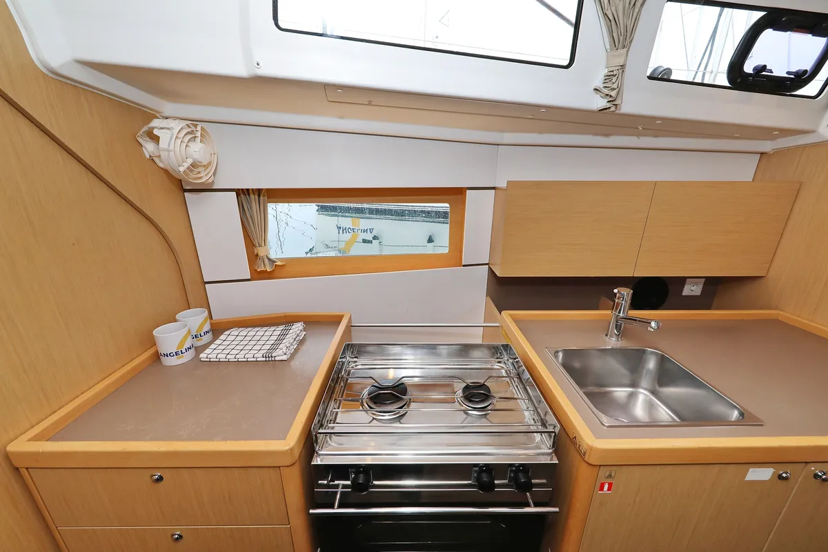 Galley of One, a Beneteau Oceanis 38 sailboat at Grad Biograd na Moru, Croatia