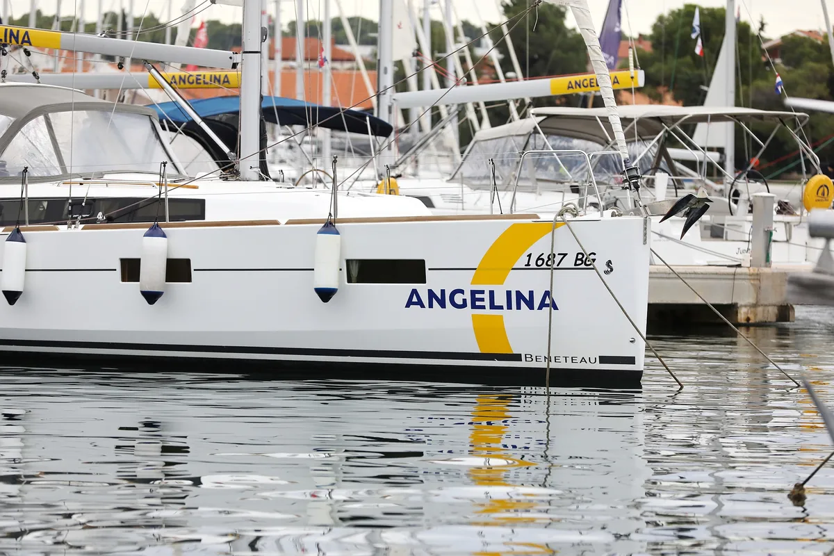 Exterior view of One, a Beneteau Oceanis 38 sailboat at Grad Biograd na Moru, Croatia