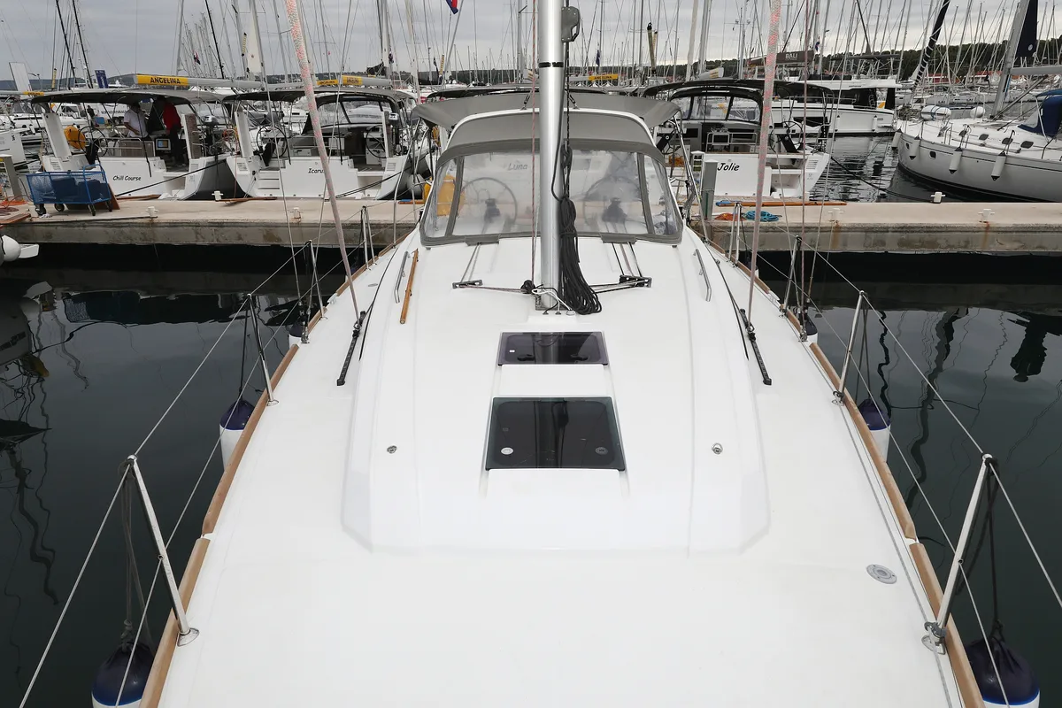 Deck of One, a Beneteau Oceanis 38 sailboat at Grad Biograd na Moru, Croatia