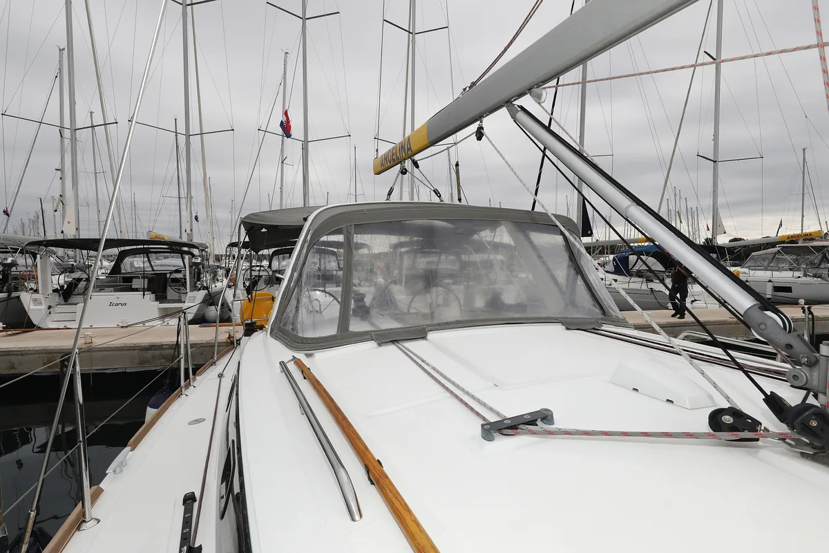 Deck of One, a Beneteau Oceanis 38 sailboat at Grad Biograd na Moru, Croatia