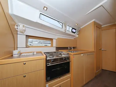 Galley of One, a Beneteau Oceanis 38 sailboat at Grad Biograd na Moru, Croatia