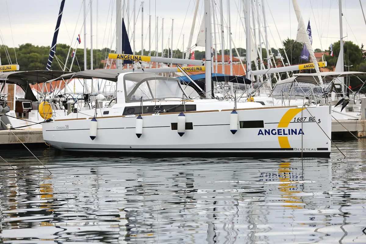 Exterior view of One, a Beneteau Oceanis 38 sailboat at Grad Biograd na Moru, Croatia
