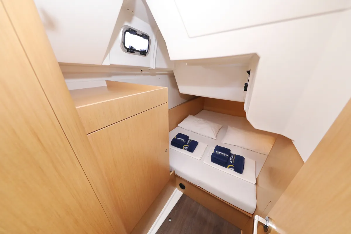 Cabin on One, a Beneteau Oceanis 38 sailboat at Grad Biograd na Moru, Croatia