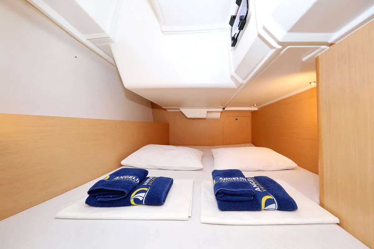 Cabin on One, a Beneteau Oceanis 38 sailboat at Grad Biograd na Moru, Croatia