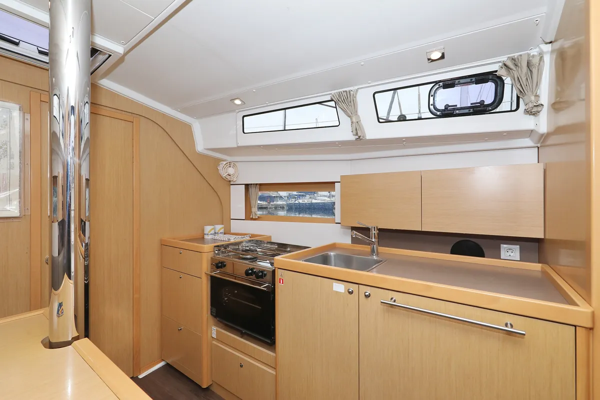Galley of One, a Beneteau Oceanis 38 sailboat at Grad Biograd na Moru, Croatia