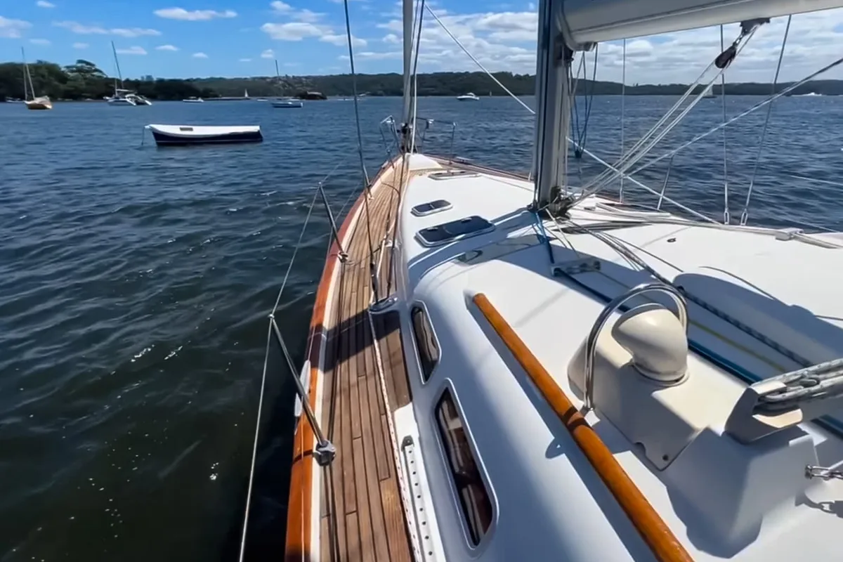 Deck of Derin, a Beneteau Oceanis Clipper 423 sailboat at Fethiye, Turkey
