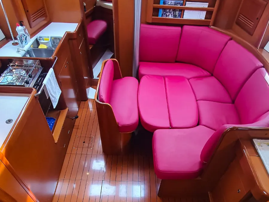 Salon of Derin, a Beneteau Oceanis Clipper 423 sailboat at Fethiye, Turkey