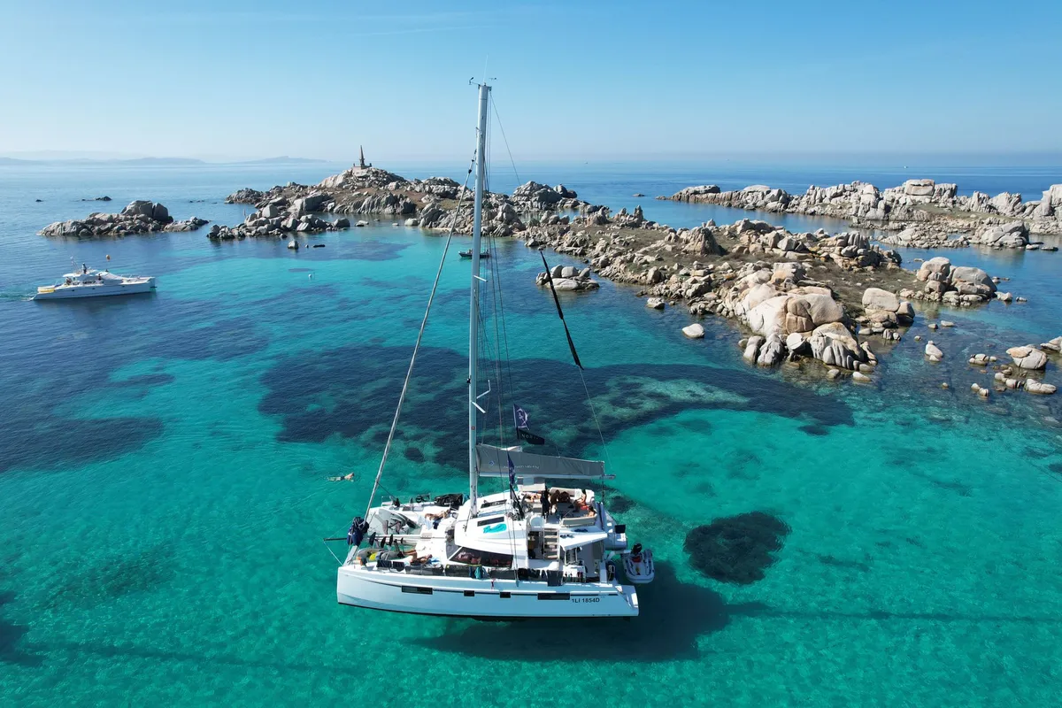 Exterior view of Nautitech 46 Fly, a catamaran at Cannigione, Italy