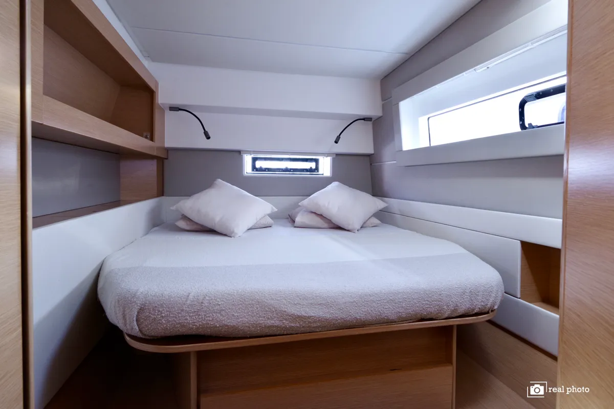 Cabin on Nautitech 46 Fly, a catamaran at Cannigione, Italy