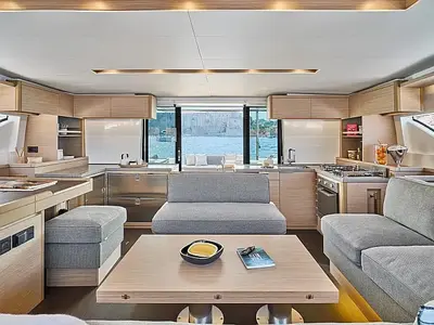 Salon of Moonshadow, a Lagoon 51 catamaran at Grad Trogir, Croatia