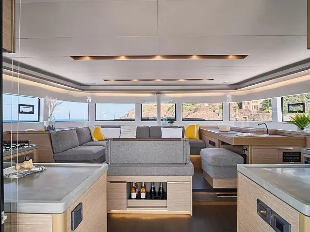 Salon of Moonshadow, a Lagoon 51 catamaran at Grad Trogir, Croatia
