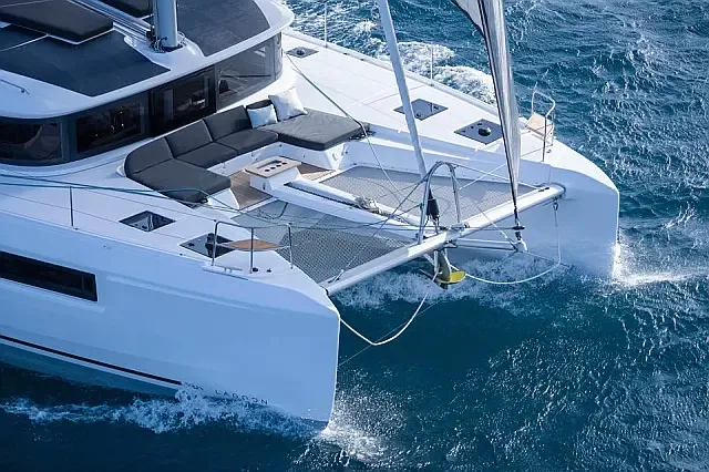 Exterior view of Moonshadow, a Lagoon 51 catamaran at Grad Trogir, Croatia