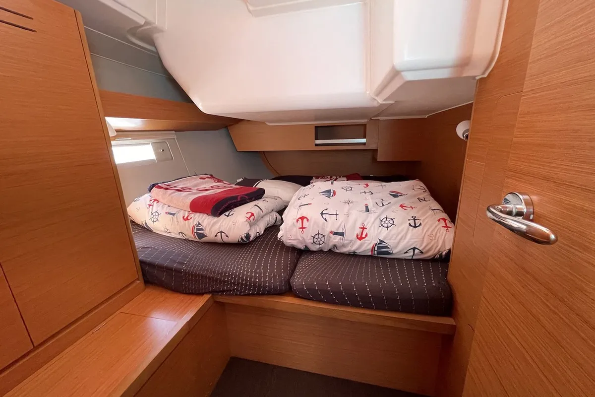 Cabin on Tian, a Dufour 430 sailboat at Fethiye, Turkey