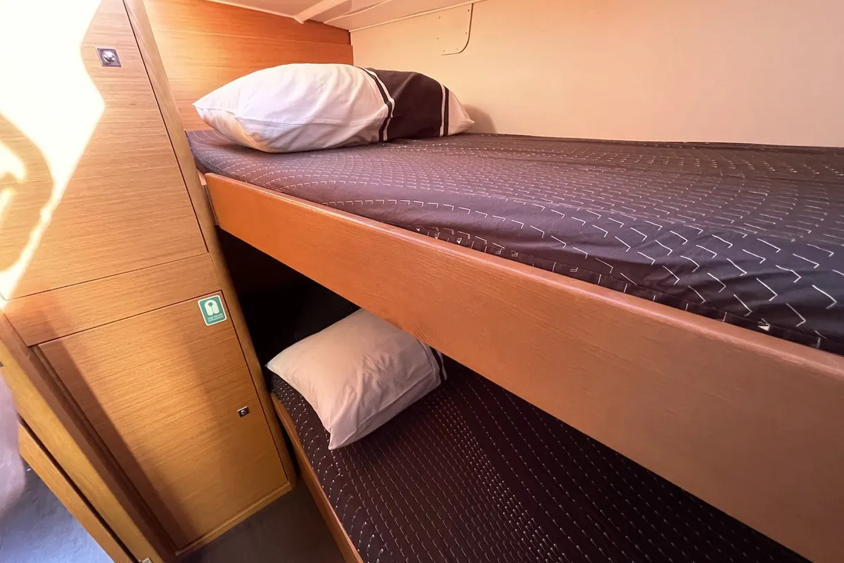 Cabin on Tian, a Dufour 430 sailboat at Fethiye, Turkey