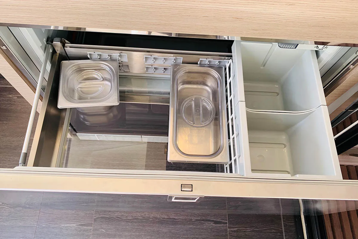 Galley of Be Nauti, a Fountaine Pajot Elba 45 catamaran at Road Town, British Virgin Islands