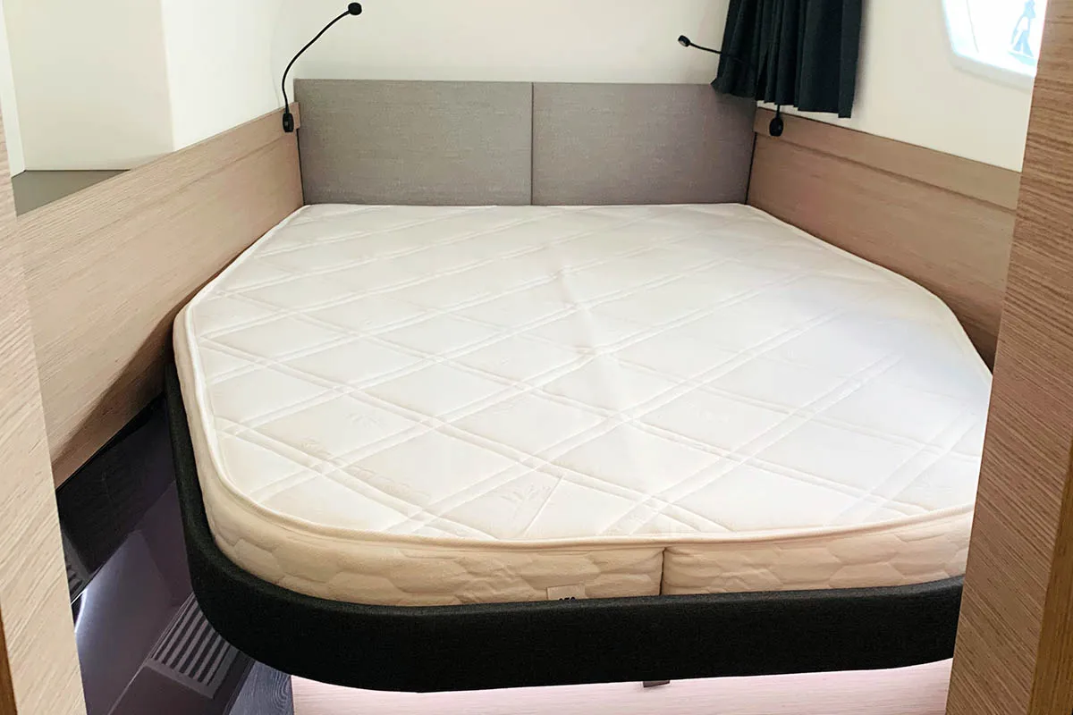 Cabin on Be Nauti, a Fountaine Pajot Elba 45 catamaran at Road Town, British Virgin Islands
