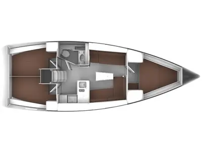 Floor plan of Bav37/2015, a Bavaria 37 Cruiser sailboat at Kontokali, Greece