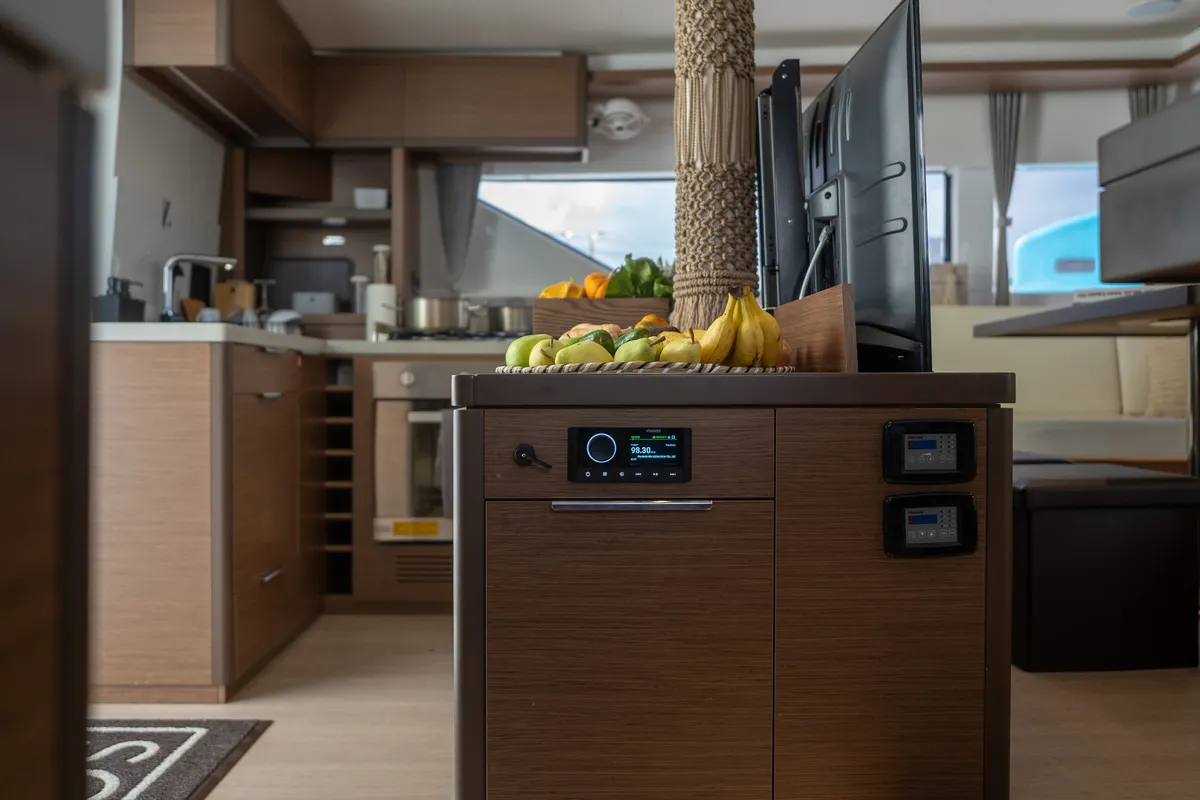 Galley of Solana, a Lagoon 50 catamaran at Municipal Unit of Palairos, Greece