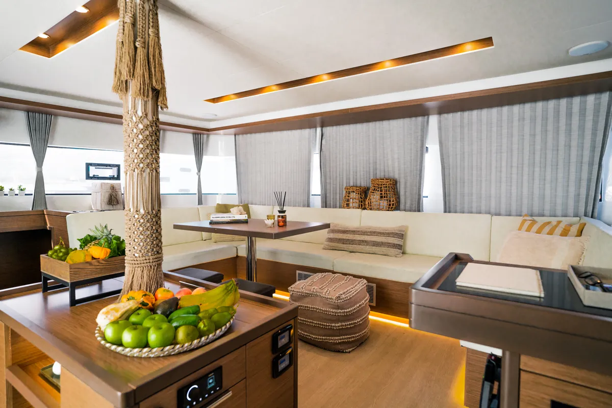 Salon of Solana, a Lagoon 50 catamaran at Municipal Unit of Palairos, Greece