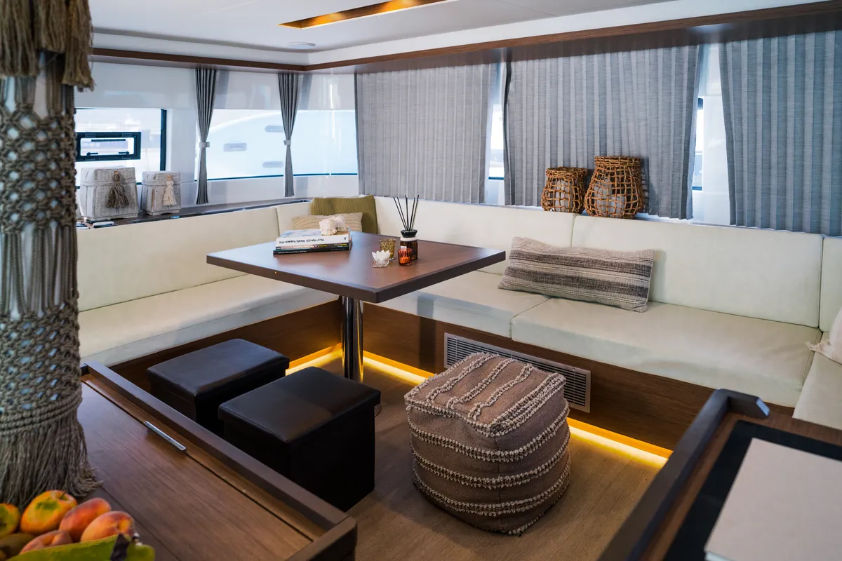 Salon of Solana, a Lagoon 50 catamaran at Municipal Unit of Palairos, Greece