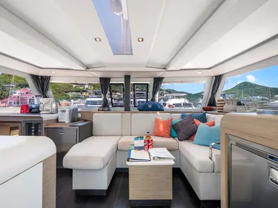 Galley of Pizza My Heart, a Fountaine Pajot Isla 40 catamaran at Road Town, British Virgin Islands