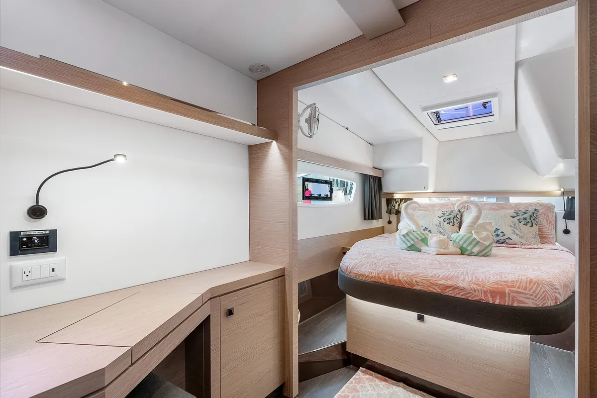 Head on Pizza My Heart, a Fountaine Pajot Isla 40 catamaran at Road Town, British Virgin Islands