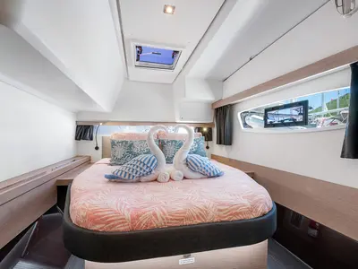 Cabin on Pizza My Heart, a Fountaine Pajot Isla 40 catamaran at Road Town, British Virgin Islands