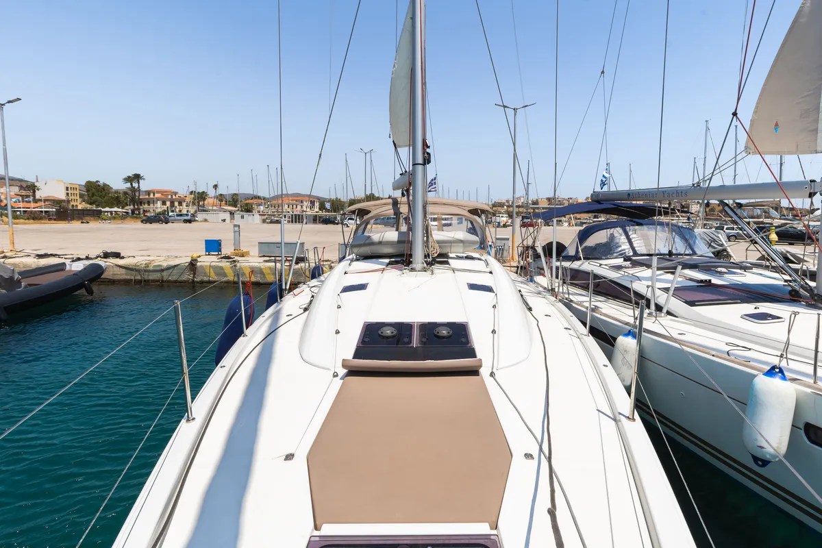 Exterior view of Panayiotis K, a Jeanneau 54 sailboat at Municipal Unit of Nea Peramos, Greece