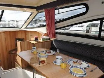 Salon of Consul - Budget 1, a Cygnet Consul motorboat at Rheinsberg, Germany