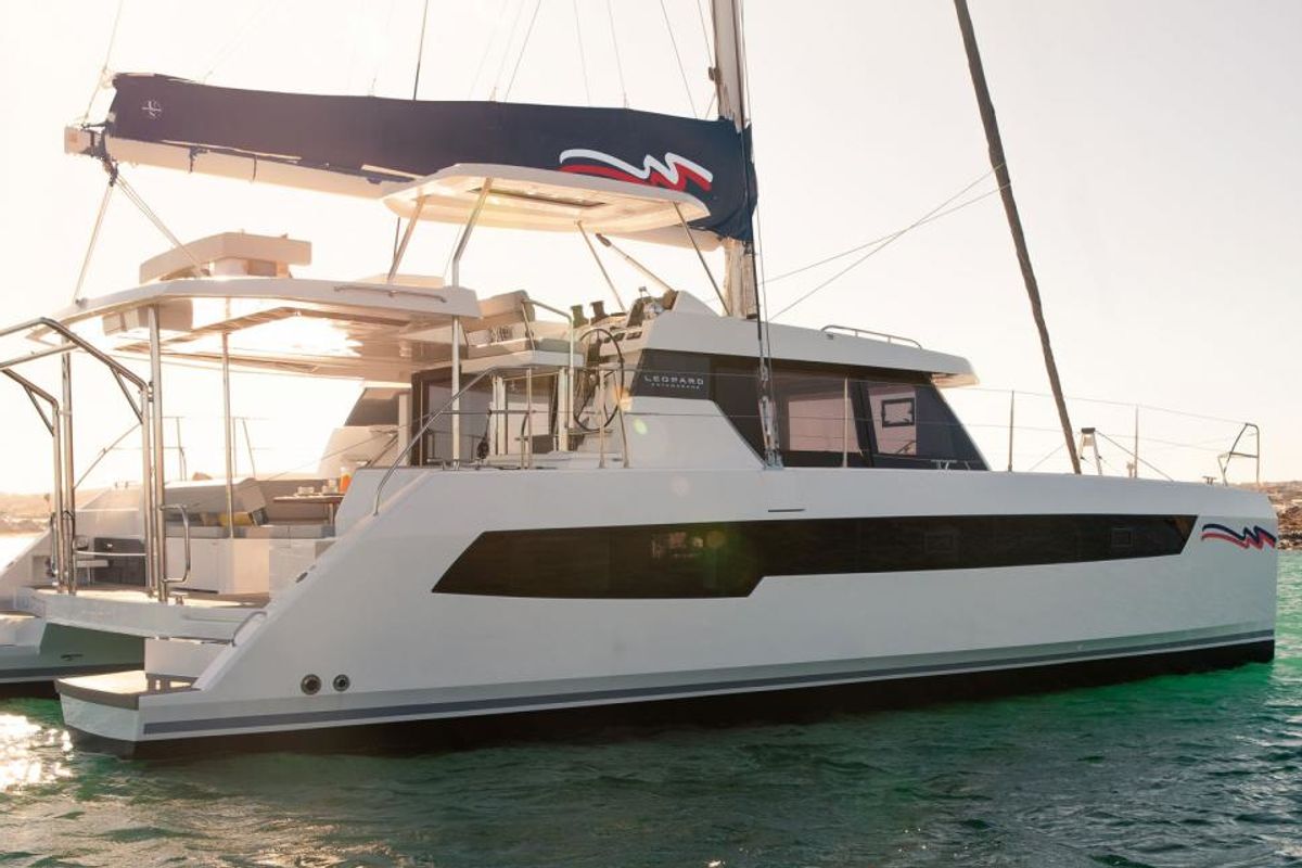 Exterior view of Moorings 4200/3/3 Club, a Leopard 42 catamaran at Roche Caiman, Seychelles