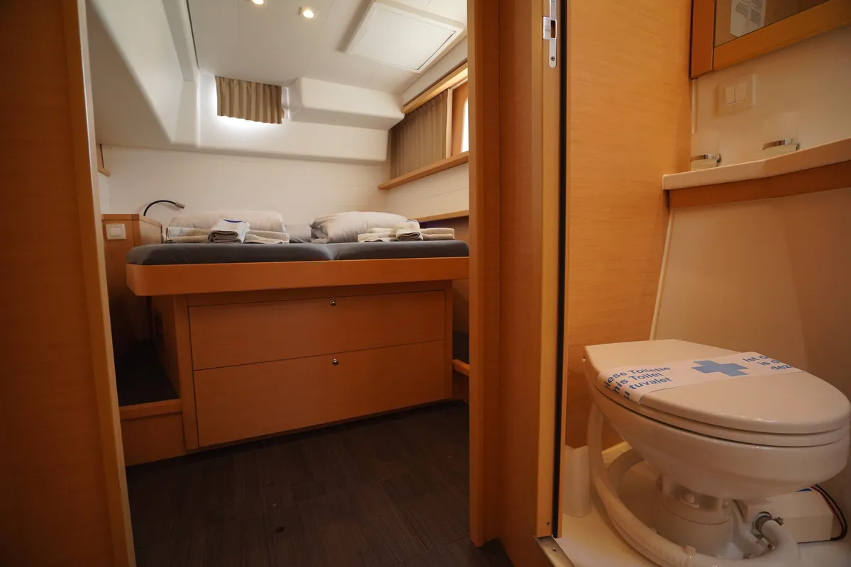 Cabin on Big Dream, a Lagoon 450 Fly catamaran at Marmaris, Turkey