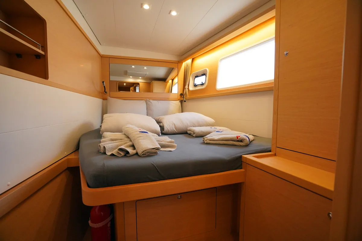 Cabin on Big Dream, a Lagoon 450 Fly catamaran at Marmaris, Turkey