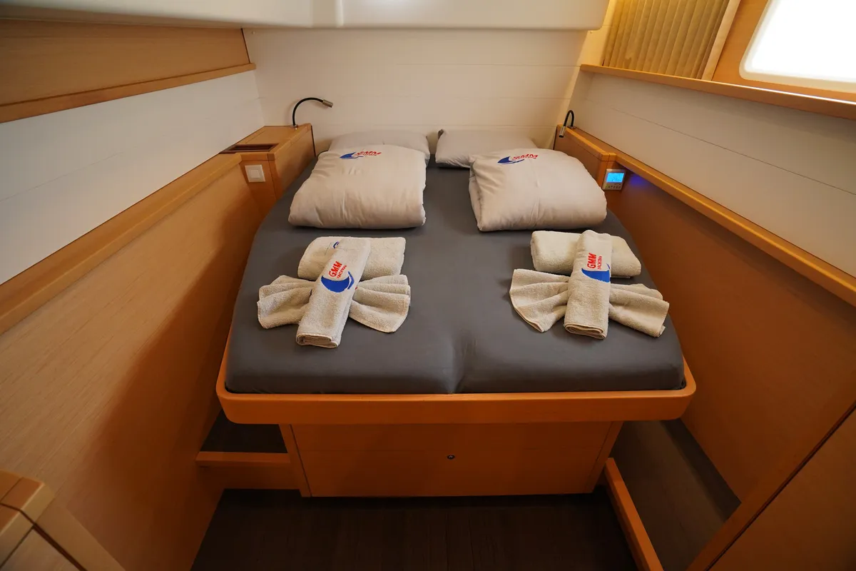 Cabin on Big Dream, a Lagoon 450 Fly catamaran at Marmaris, Turkey