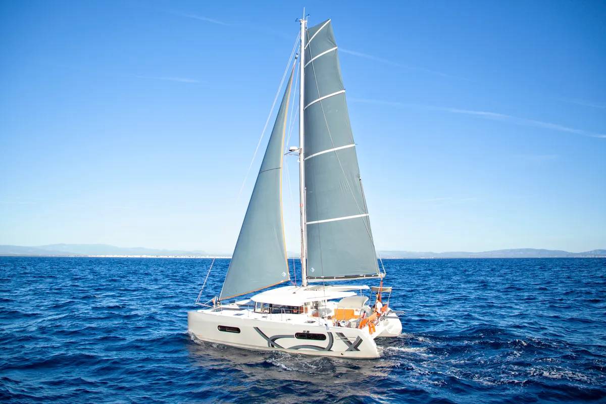 Exterior view of Zara, a Excess 12 catamaran at Zadar, Croatia