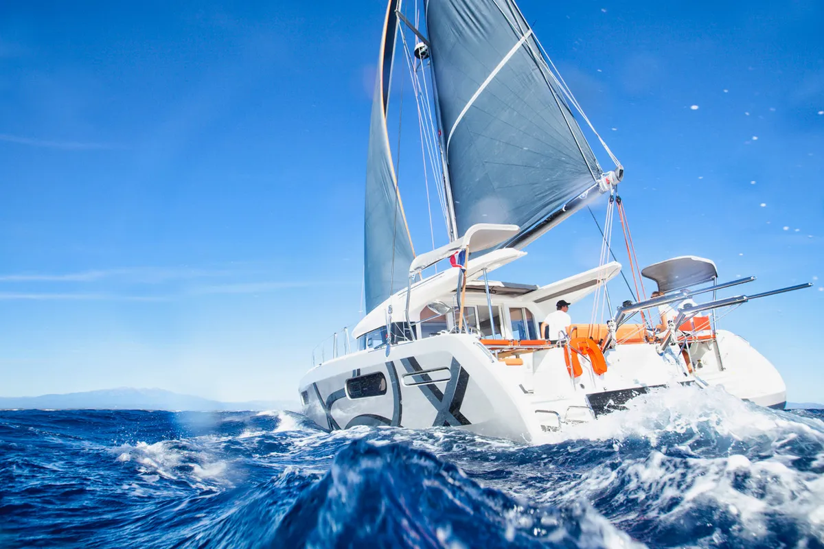 Exterior view of Zara, a Excess 12 catamaran at Zadar, Croatia