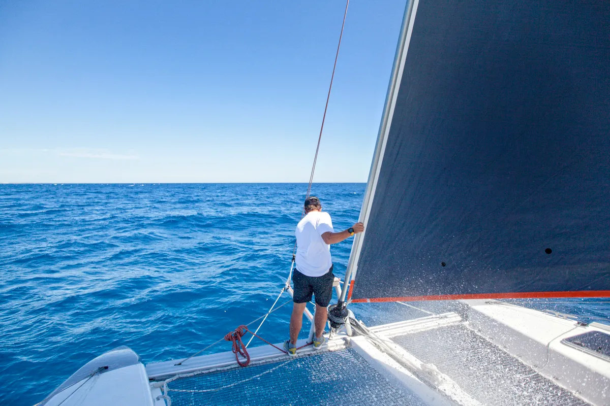 Deck of Zara, a Excess 12 catamaran at Zadar, Croatia