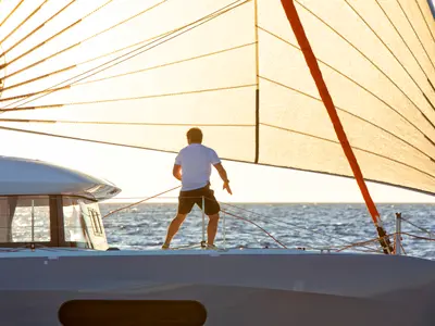 Deck of Zara, a Excess 12 catamaran at Zadar, Croatia