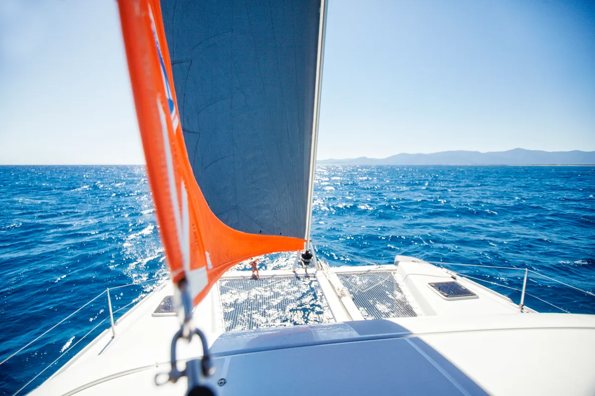 Deck of Zara, a Excess 12 catamaran at Zadar, Croatia