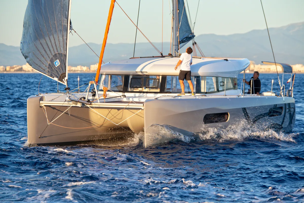 Exterior view of Zara, a Excess 12 catamaran at Zadar, Croatia