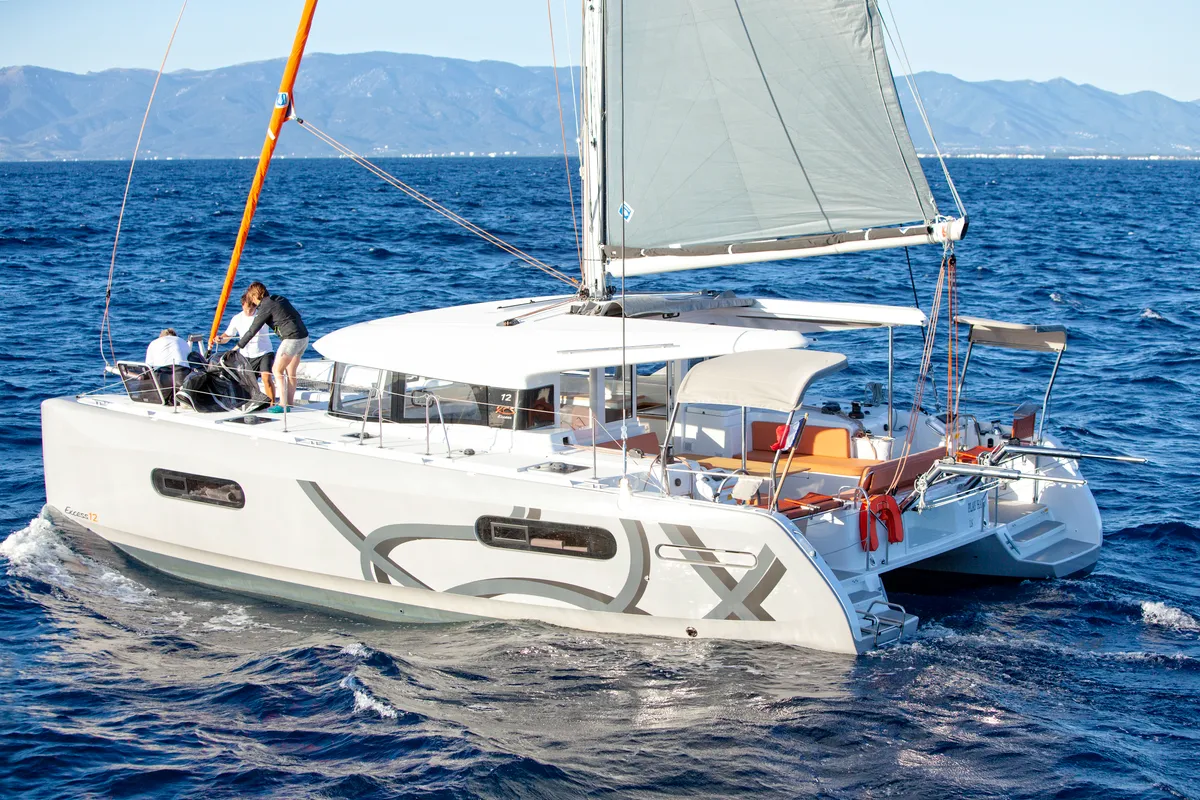 Exterior view of Zara, a Excess 12 catamaran at Zadar, Croatia