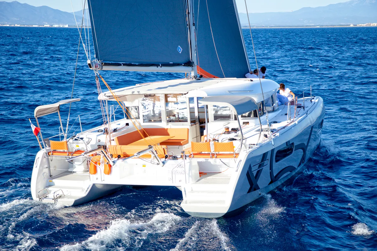 Exterior view of Zara, a Excess 12 catamaran at Zadar, Croatia