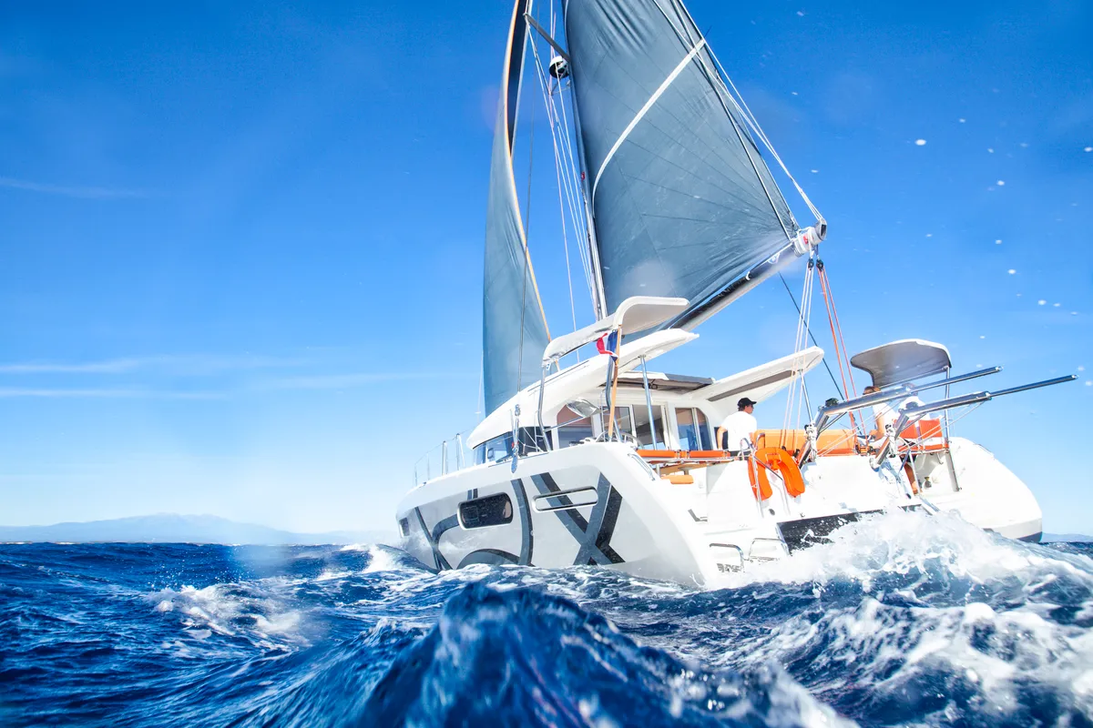 Exterior view of Zara, a Excess 12 catamaran at Zadar, Croatia