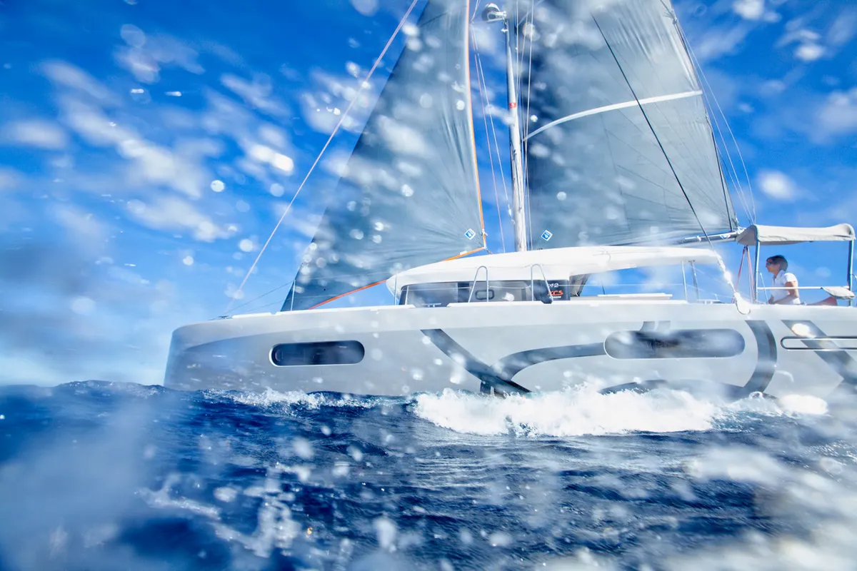 Exterior view of Zara, a Excess 12 catamaran at Zadar, Croatia