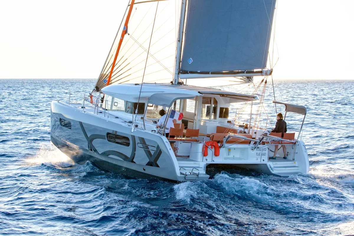 Exterior view of Zara, a Excess 12 catamaran at Zadar, Croatia
