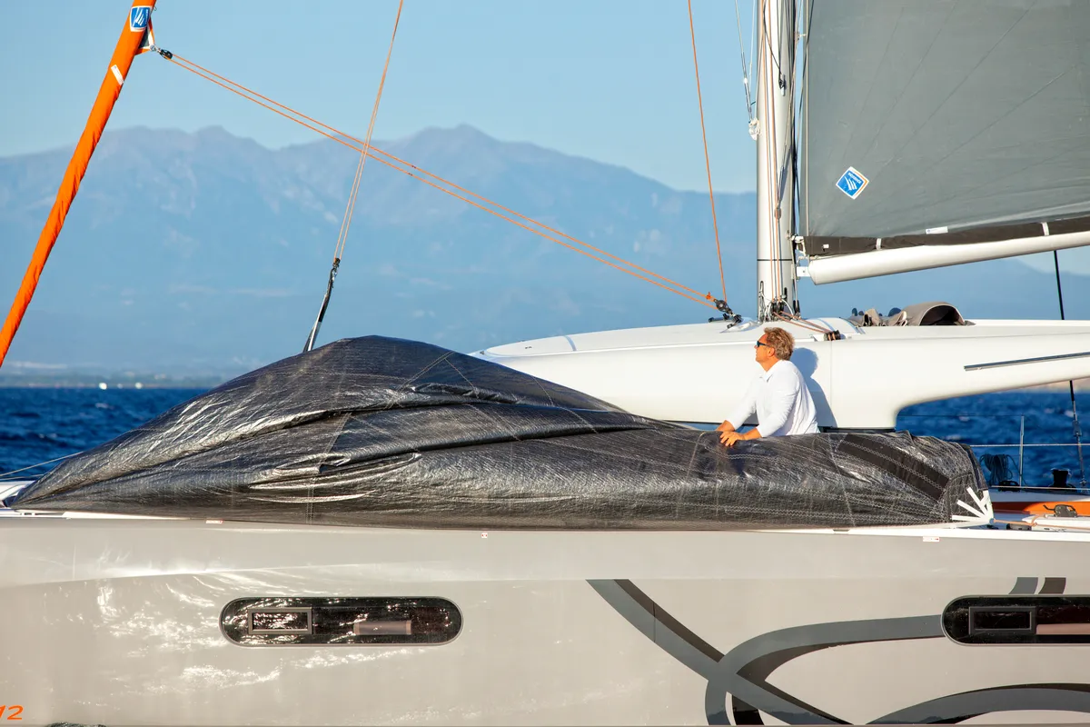 Deck of Zara, a Excess 12 catamaran at Zadar, Croatia