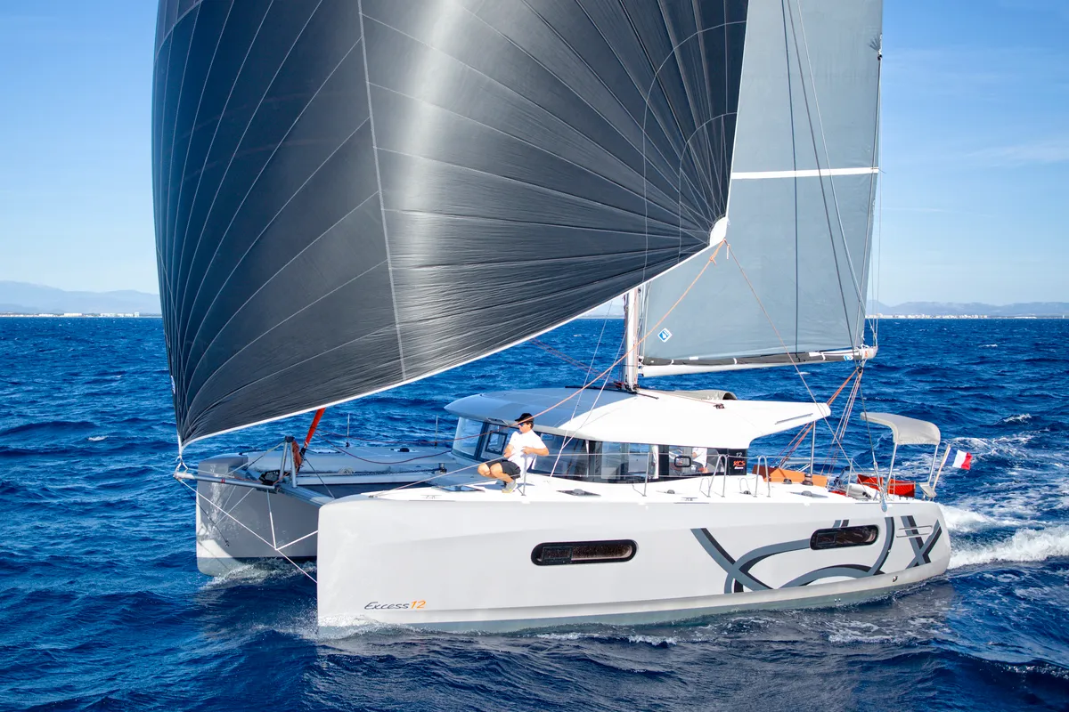 Exterior view of Zara, a Excess 12 catamaran at Zadar, Croatia