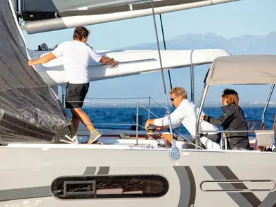 Deck of Zara, a Excess 12 catamaran at Zadar, Croatia