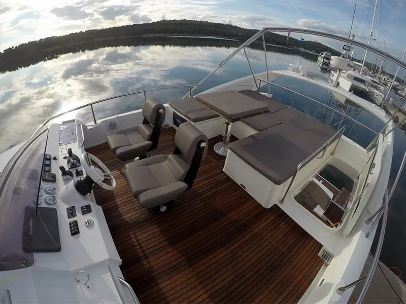 Cockpit of Jana, a Prestige 620 S motor yacht at Grad Šibenik, Croatia